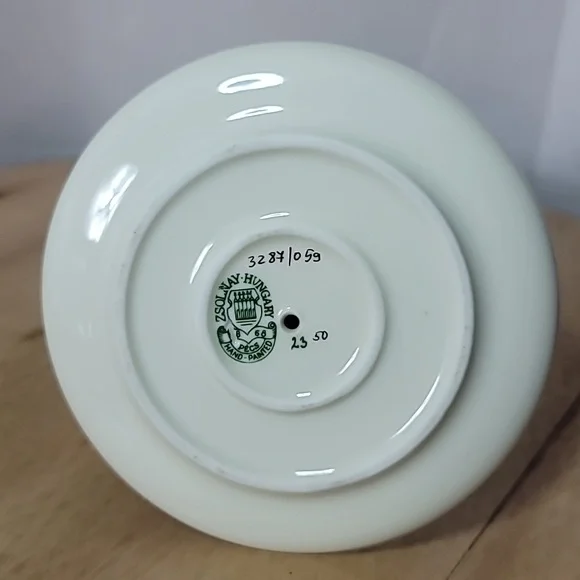 Vintage Hand Painted Zsolnay Hungary  Blue Yellow and Golden Flowers - Picture 5 of 6